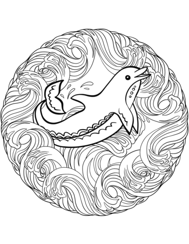 Dolphin Mandala Coloring Page